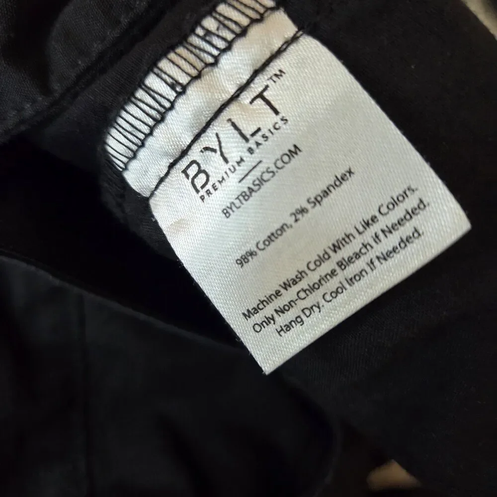 BYLT Weekender Cargo Pants Mens 36 Black Ripstop Tapered Stretch